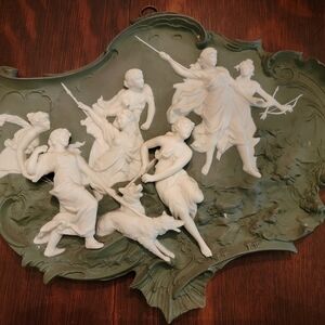 Antique German Volkstedt Triebner Ens & co Jasperware style Plaque